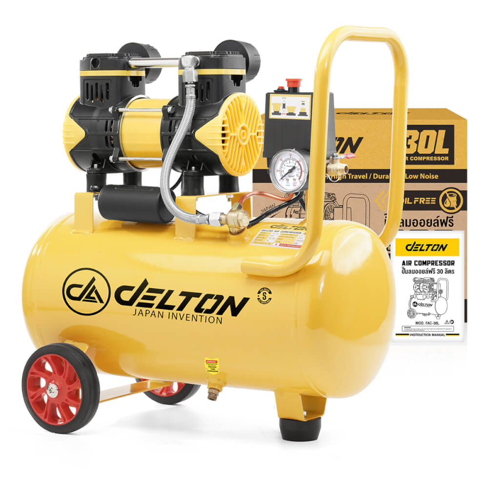 ปั๊มลม OIL FREE DELTON รุ่น FAC-30L 30 ลิตร 850 วัตต์ สีเหลือง_7